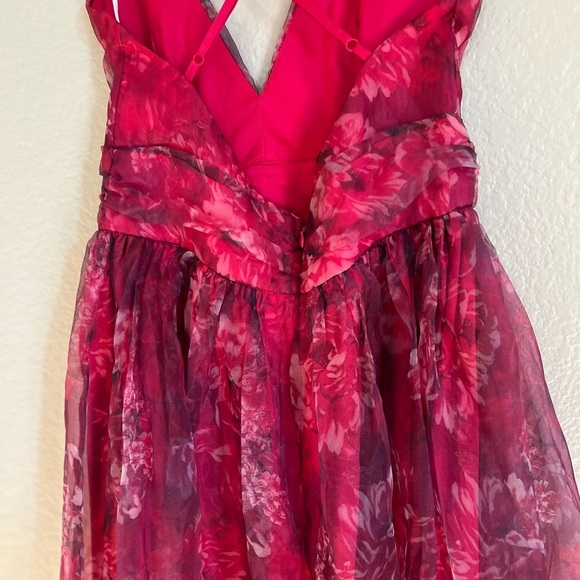 NWOT Lulus Romance That Wows Magenta Floral Print Organza Maxi Dress - Picture 6 of 8
